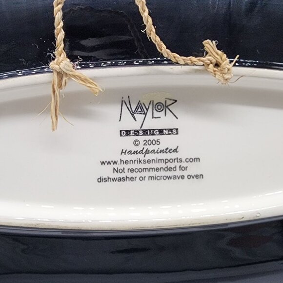 Naylor Designs Ceramic Cat Hanging Plate Black Background Colorful 2005 VTG - Picture 4 of 13